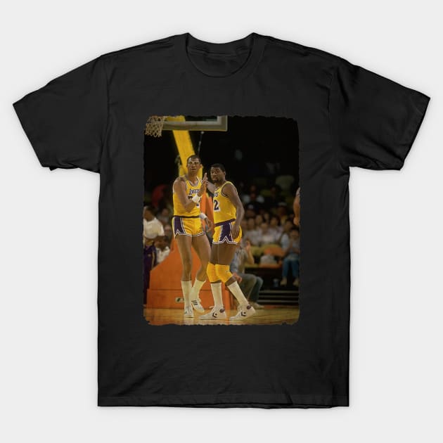 Kareem Abdul Jabbar and Magic Johnson #2 T-Shirt by Milu Milu